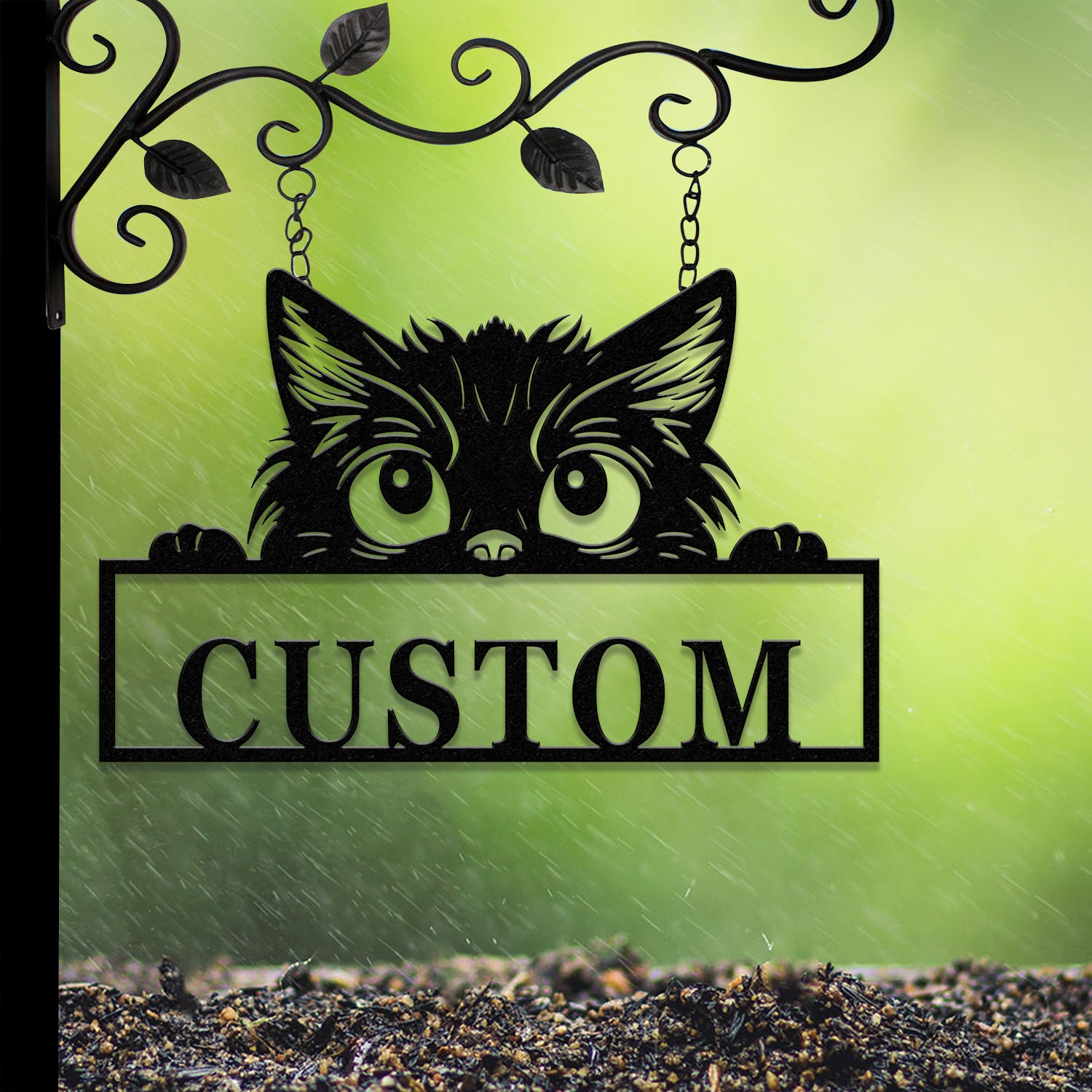 Custom Cat Sign with LED Lights - Personalized Cat Name Door Hanger - Metal Peeking Cat Wall Art - Kitten Welcome Sign & Cat Lover Gift