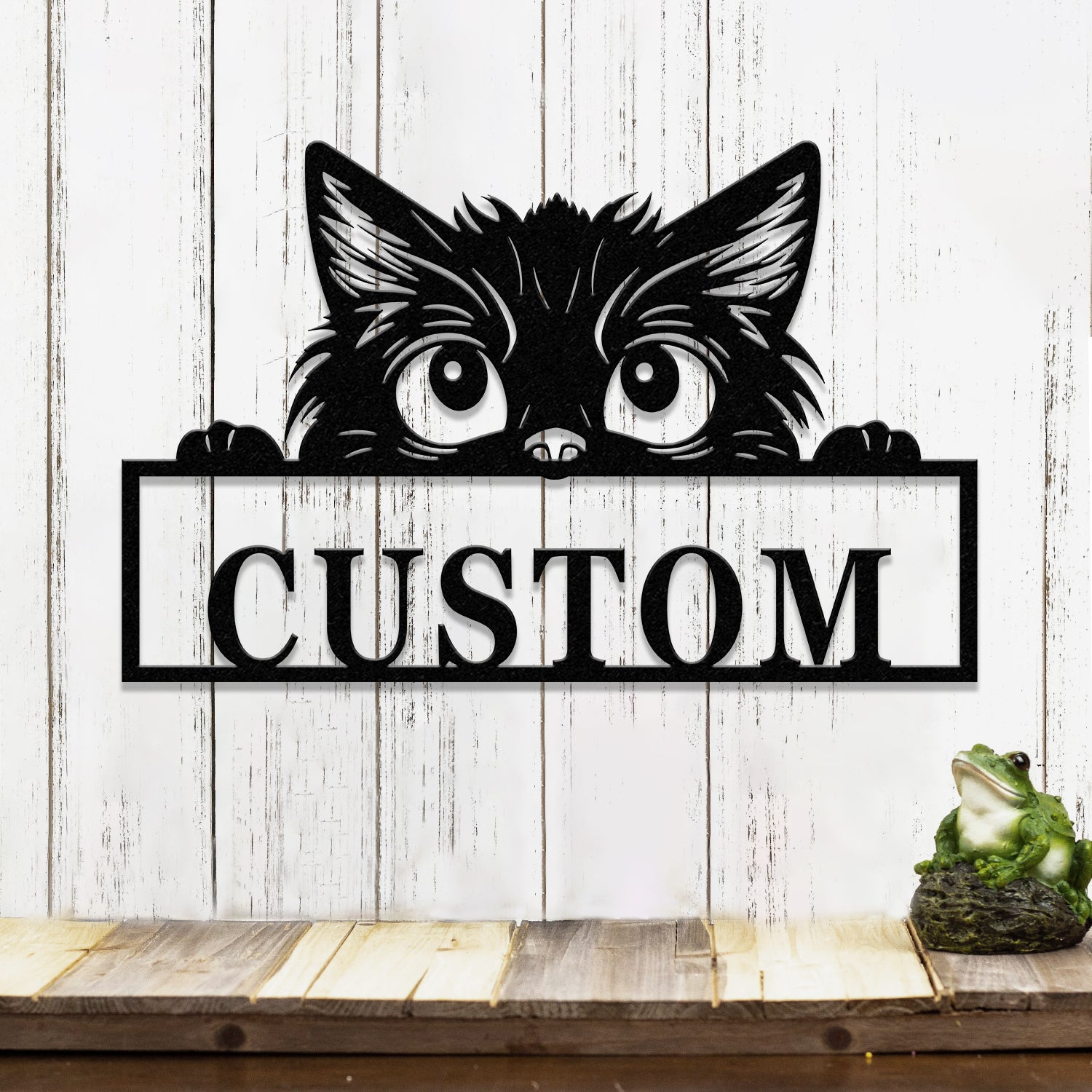 Custom Cat Sign with LED Lights - Personalized Cat Name Door Hanger - Metal Peeking Cat Wall Art - Kitten Welcome Sign & Cat Lover Gift