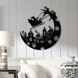Christmas Sleigh Metal Sign with LED Light – Custom Santa and Reindeer Wall Art – Perfect Holiday Decoration for Indoors or Outdoors