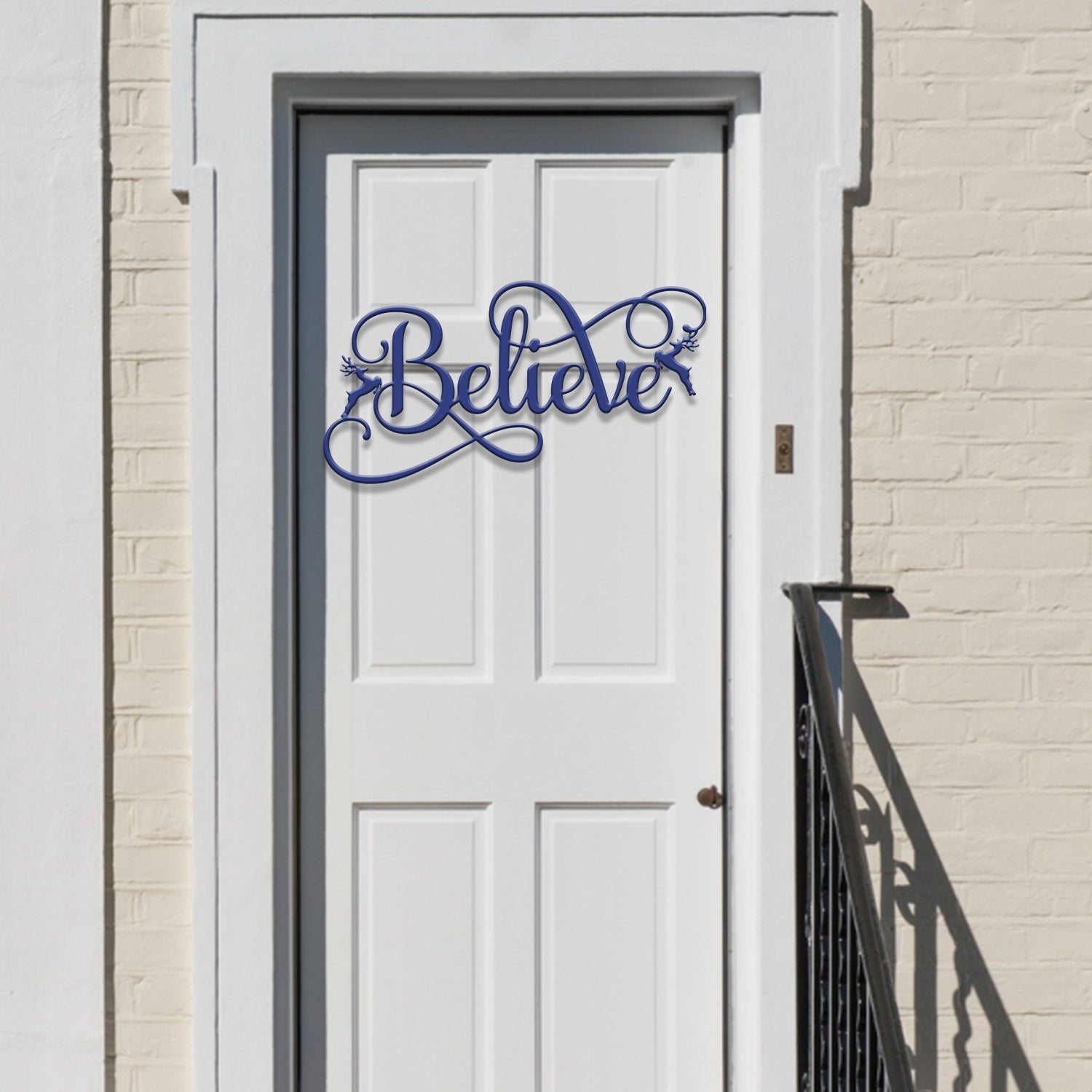Custom Believe Metal Sign with Reindeer, Christmas Holiday Sign for Home Decor, Perfect for Living Room, Entryway, Festive Holiday Display