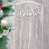 Custom Believe Metal Sign with Reindeer, Christmas Holiday Sign for Home Decor, Perfect for Living Room, Entryway, Festive Holiday Display