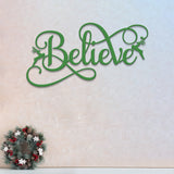 Custom Believe Metal Sign with Reindeer, Christmas Holiday Sign for Home Decor, Perfect for Living Room, Entryway, Festive Holiday Display