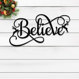 Custom Believe Metal Sign with Reindeer, Christmas Holiday Sign for Home Decor, Perfect for Living Room, Entryway, Festive Holiday Display