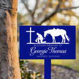 Custom Name Cowboy Kneeling At Cross Memorial Stake, Cowboy Sympathy Gift, Memorial Plaque, Country Western Theme Grave Plaque