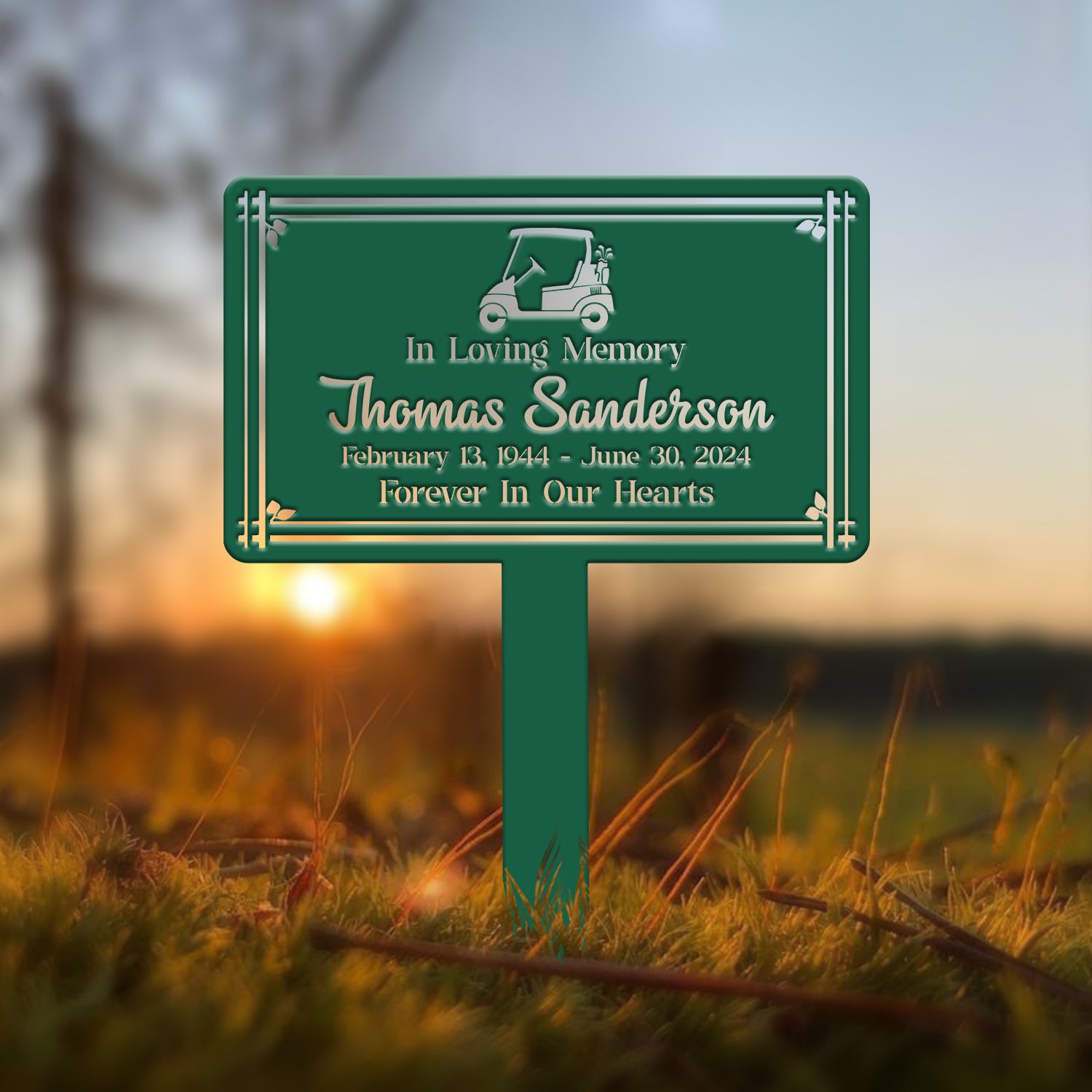 Personalized Golf Cart Memorial Yard Sign – In Loving Memory Garden Stake – Custom Outdoor Memorial Plaque for Golf Lovers