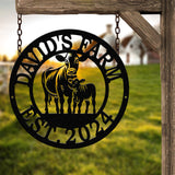 Custom Metal Farm Sign with Cow and Calf – Personalized Farm Name Sign – Ranch Decor with Year Established – Durable Outdoor Metal Sign