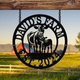 Custom Metal Farm Sign with Cow and Calf – Personalized Farm Name Sign – Ranch Decor with Year Established – Durable Outdoor Metal Sign