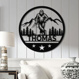 Custom Bigfoot Golfing Metal Sign with Led Light - Outdoor Sasquatch Yard Art, Bigfoot Mountain Decor, Personalized Yeti Sign, Gift for Him