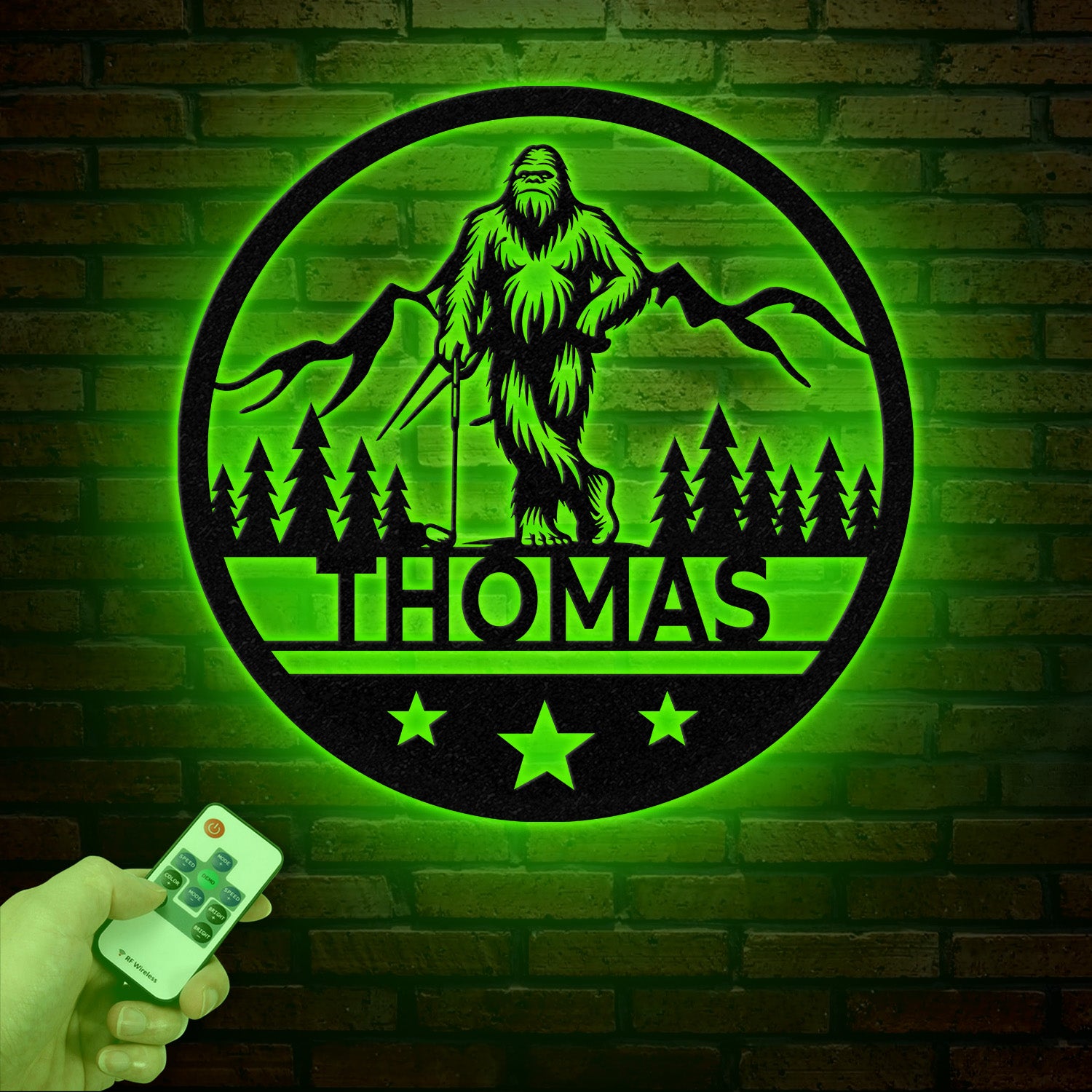 Custom Bigfoot Golfing Metal Sign with Led Light - Outdoor Sasquatch Yard Art, Bigfoot Mountain Decor, Personalized Yeti Sign, Gift for Him