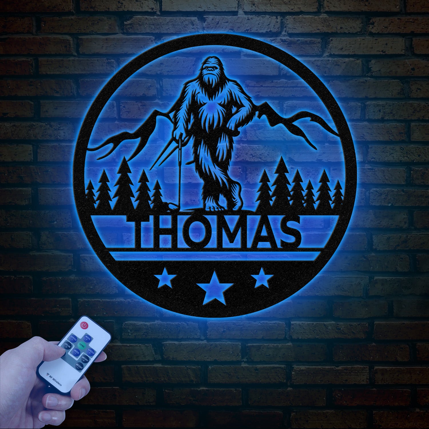 Custom Bigfoot Golfing Metal Sign with Led Light - Outdoor Sasquatch Yard Art, Bigfoot Mountain Decor, Personalized Yeti Sign, Gift for Him