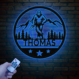 Custom Bigfoot Golfing Metal Sign with Led Light - Outdoor Sasquatch Yard Art, Bigfoot Mountain Decor, Personalized Yeti Sign, Gift for Him