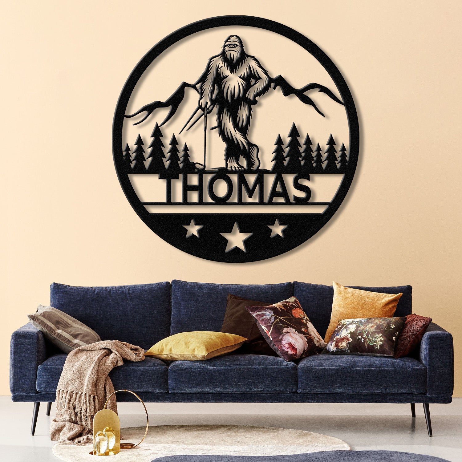 Custom Bigfoot Golfing Metal Sign with Led Light - Outdoor Sasquatch Yard Art, Bigfoot Mountain Decor, Personalized Yeti Sign, Gift for Him