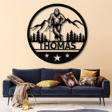 Custom Bigfoot Golfing Metal Sign with Led Light - Outdoor Sasquatch Yard Art, Bigfoot Mountain Decor, Personalized Yeti Sign, Gift for Him
