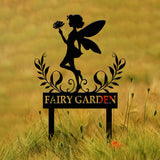 Custom Fairy Metal Garden Sign, Flower Garden Sign, Fairy Garden Stake, Outdoor Garden Yard Decor, Metal Fairy Garden Art, Gardener Gift