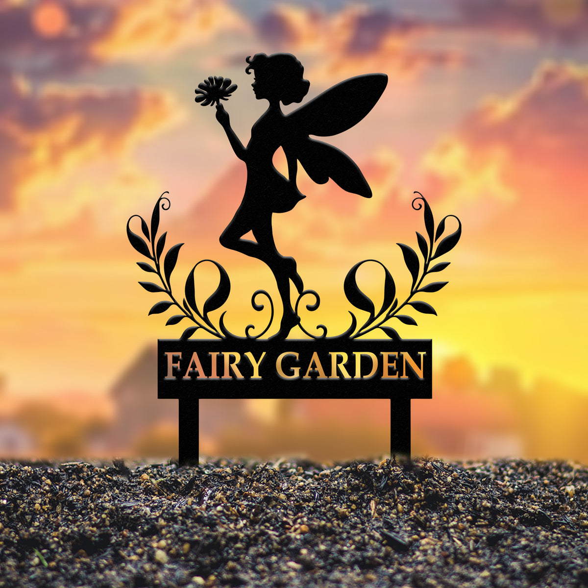 Custom Fairy Metal Garden Sign, Flower Garden Sign, Fairy Garden Stake, Outdoor Garden Yard Decor, Metal Fairy Garden Art, Gardener Gift