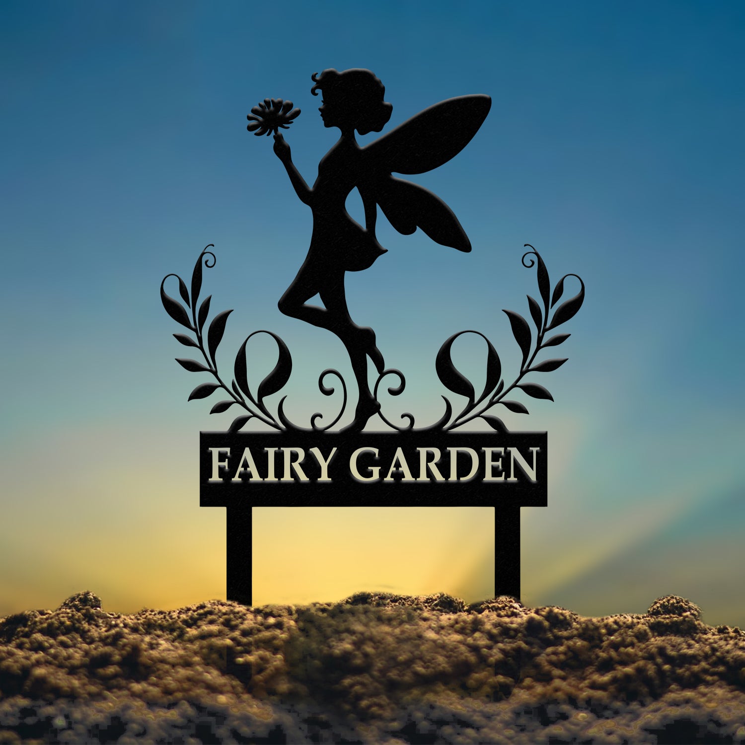 Custom Fairy Metal Garden Sign, Flower Garden Sign, Fairy Garden Stake, Outdoor Garden Yard Decor, Metal Fairy Garden Art, Gardener Gift
