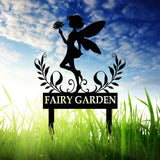 Custom Fairy Metal Garden Sign, Flower Garden Sign, Fairy Garden Stake, Outdoor Garden Yard Decor, Metal Fairy Garden Art, Gardener Gift