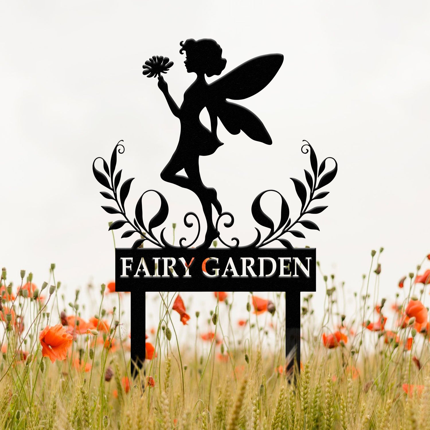 Custom Fairy Metal Garden Sign, Flower Garden Sign, Fairy Garden Stake, Outdoor Garden Yard Decor, Metal Fairy Garden Art, Gardener Gift