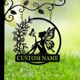 Custom Fairy Metal Garden Sign, Flower Garden Sign, Fairy Garden Decor, Outdoor Garden Yard Decor, Metal Fairy Garden Art, Gardener Gift