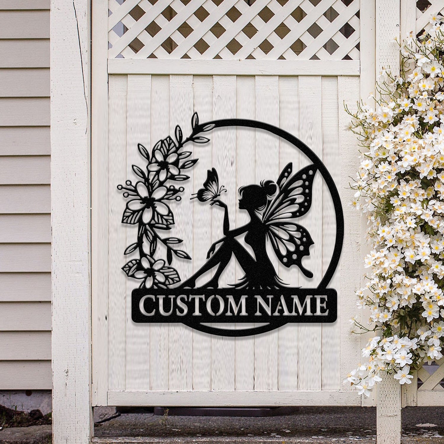 Custom Fairy Metal Garden Sign, Flower Garden Sign, Fairy Garden Decor, Outdoor Garden Yard Decor, Metal Fairy Garden Art, Gardener Gift
