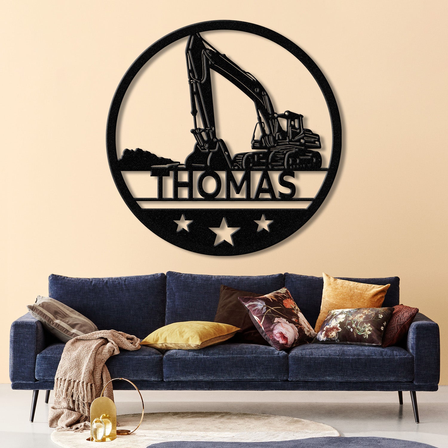 Custom Excavator Driver Metal Wall Art LED Light, Personalized Excavator Name Sign, Nursery Sign, Construction Decoration, Gift For Him