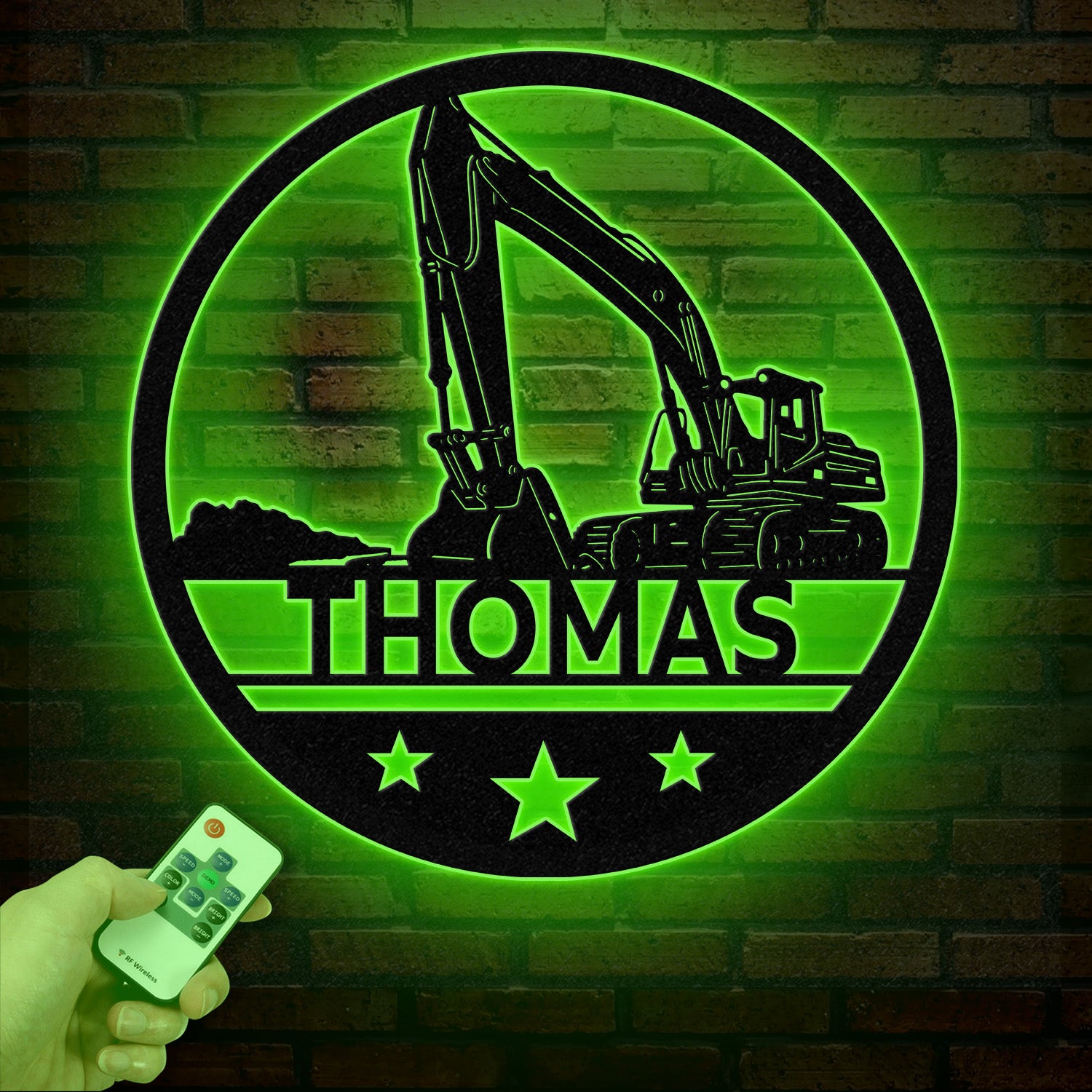 Custom Excavator Driver Metal Wall Art LED Light, Personalized Excavator Name Sign, Nursery Sign, Construction Decoration, Gift For Him