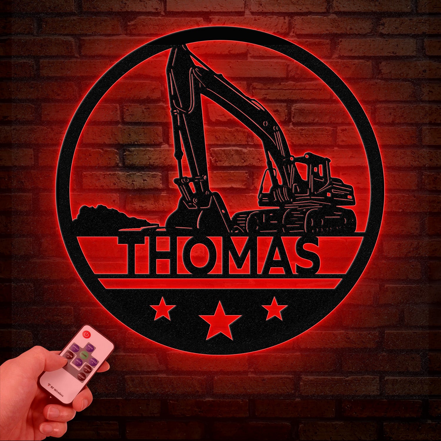 Custom Excavator Driver Metal Wall Art LED Light, Personalized Excavator Name Sign, Nursery Sign, Construction Decoration, Gift For Him
