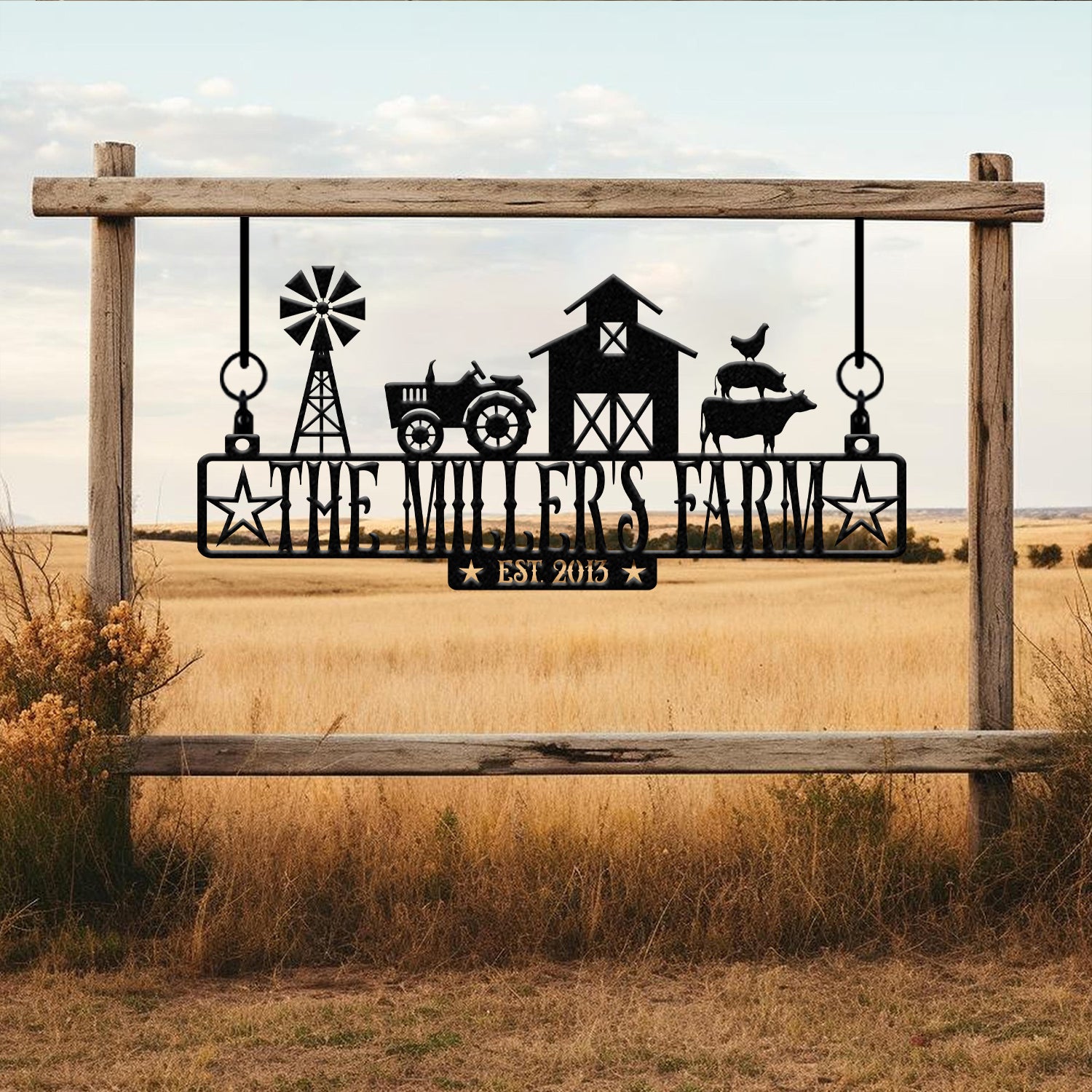 Custom Metal Farm Entrance Sign, Personalized Ranch Sign, Large Family Name Plaque, Established Barn Decor, Family Name Sign Gift