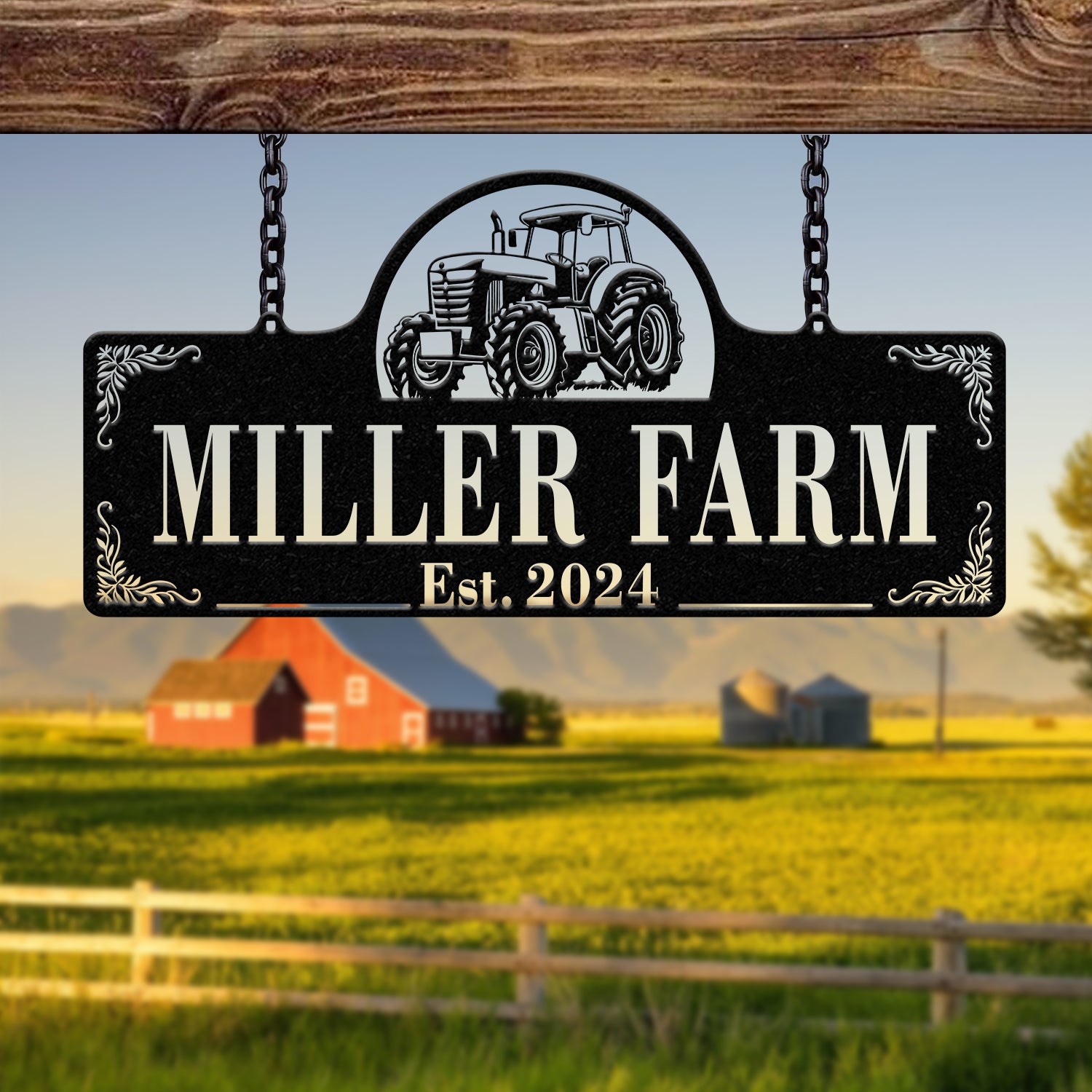 Personalized Farmhouse Tractor Metal Sign - Custom Family Name Sign, Rustic Farm Decor, Established Plaque for Barn, Outdoor Metal Farm Sign