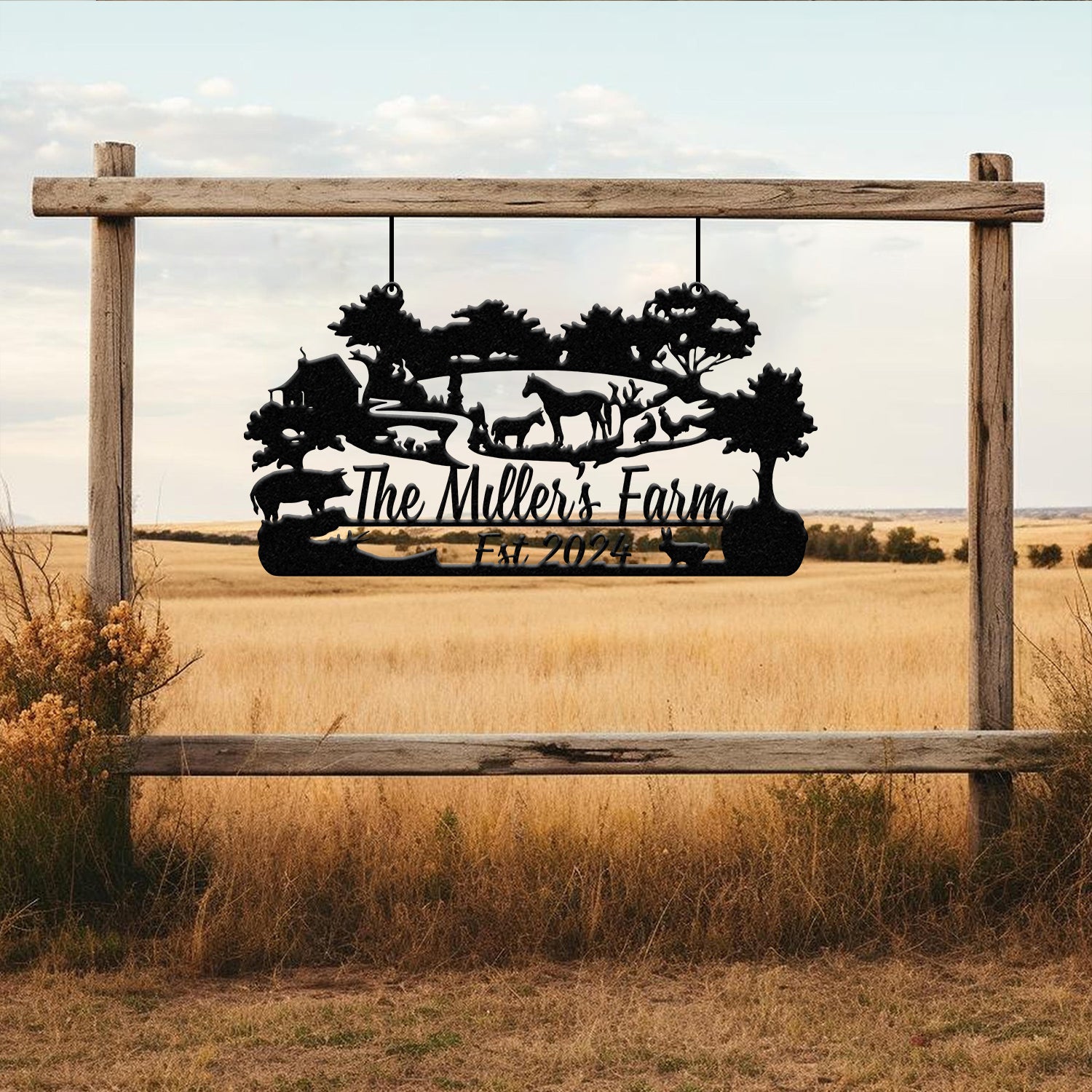 Custom Farm Metal Sign - Personalized Rustic Farmhouse Sign with Animals, Family Name Sign, Established Date, Outdoor Decor, Farm Sign Gift