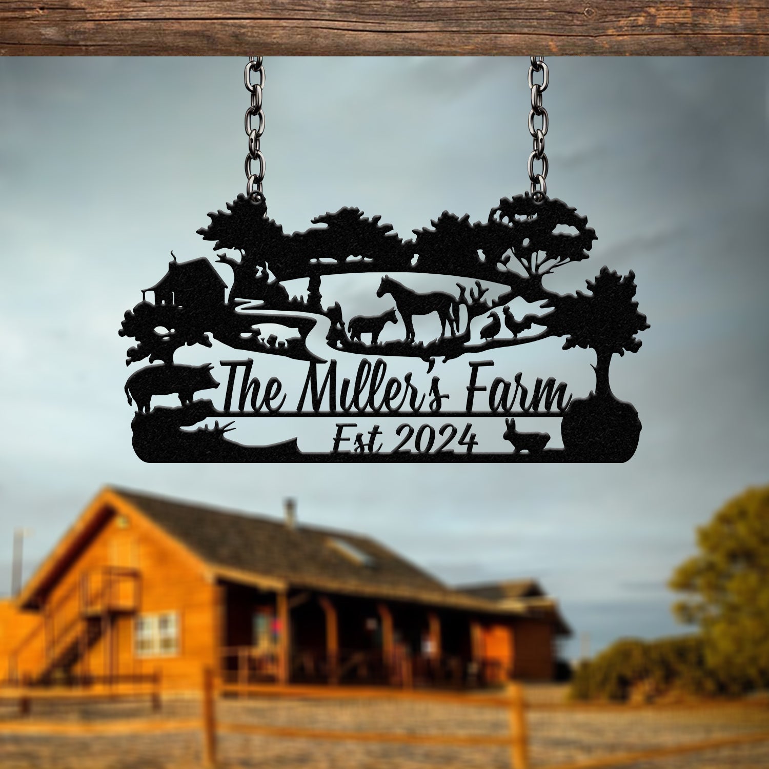Custom Farm Metal Sign - Personalized Rustic Farmhouse Sign with Animals, Family Name Sign, Established Date, Outdoor Decor, Farm Sign Gift