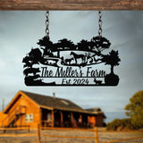 Custom Farm Metal Sign - Personalized Rustic Farmhouse Sign with Animals, Family Name Sign, Established Date, Outdoor Decor, Farm Sign Gift