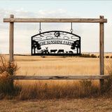 Personalized Farm Metal Sign - Custom Farm Name Sign with Tractor and Animal Design, Rustic Barn Decor, Outdoor Hanging Sign for Farmhouse
