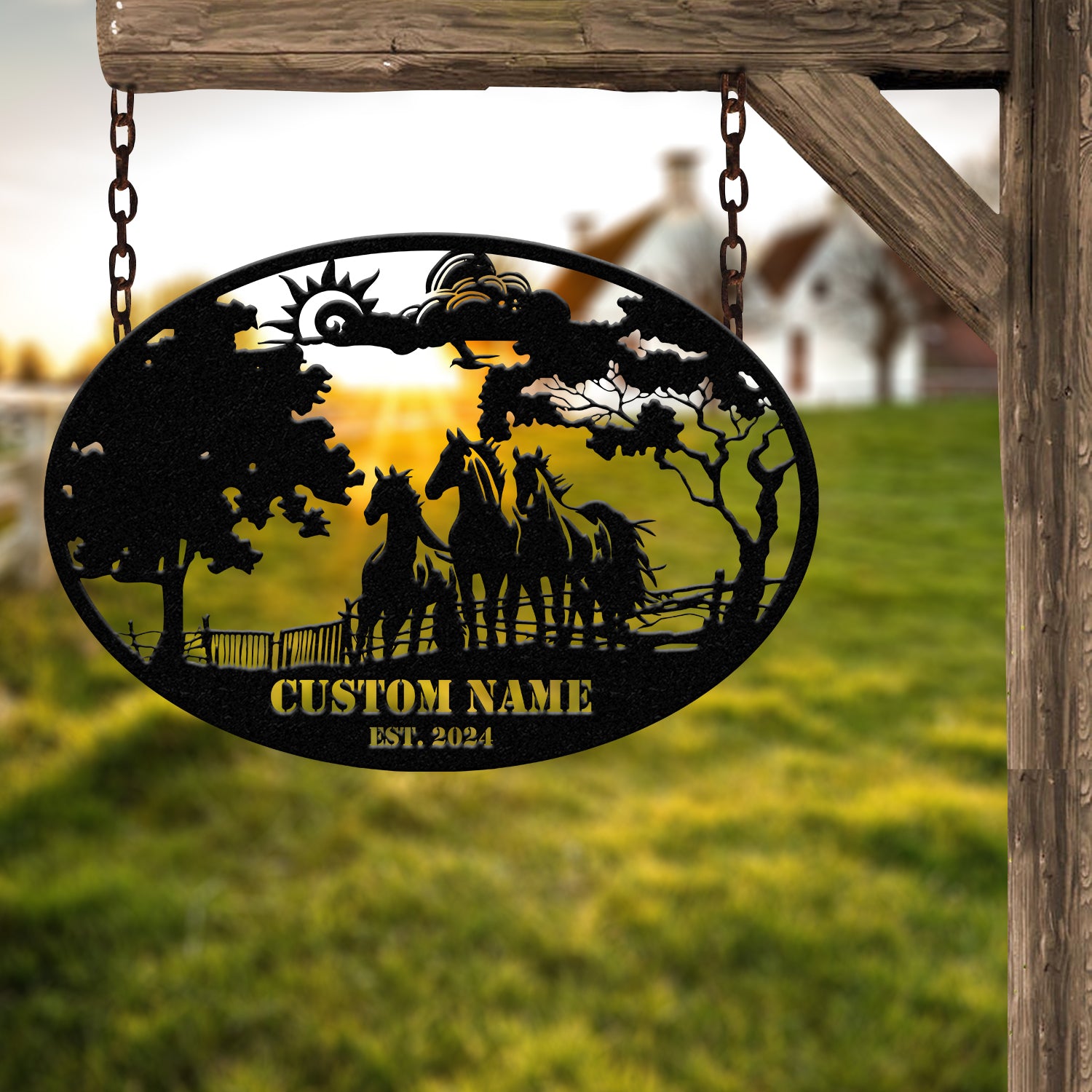 Custom Horse Ranch Sign, Personalized Metal Farm Sign, Ranch and Farm Decor, Farming Signs, Horse Sign Gift for Her, Rustic Home Decor