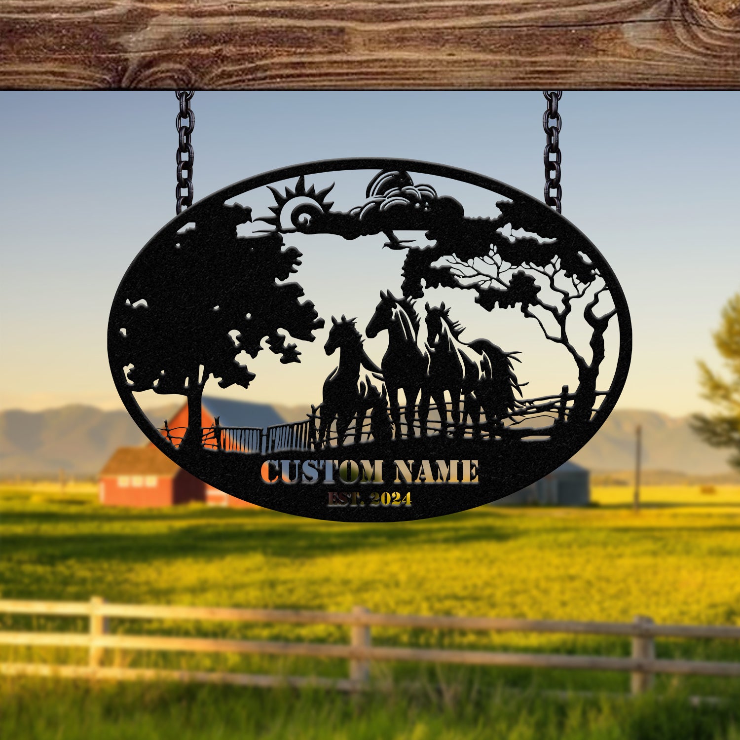 Custom Horse Ranch Sign, Personalized Metal Farm Sign, Ranch and Farm Decor, Farming Signs, Horse Sign Gift for Her, Rustic Home Decor