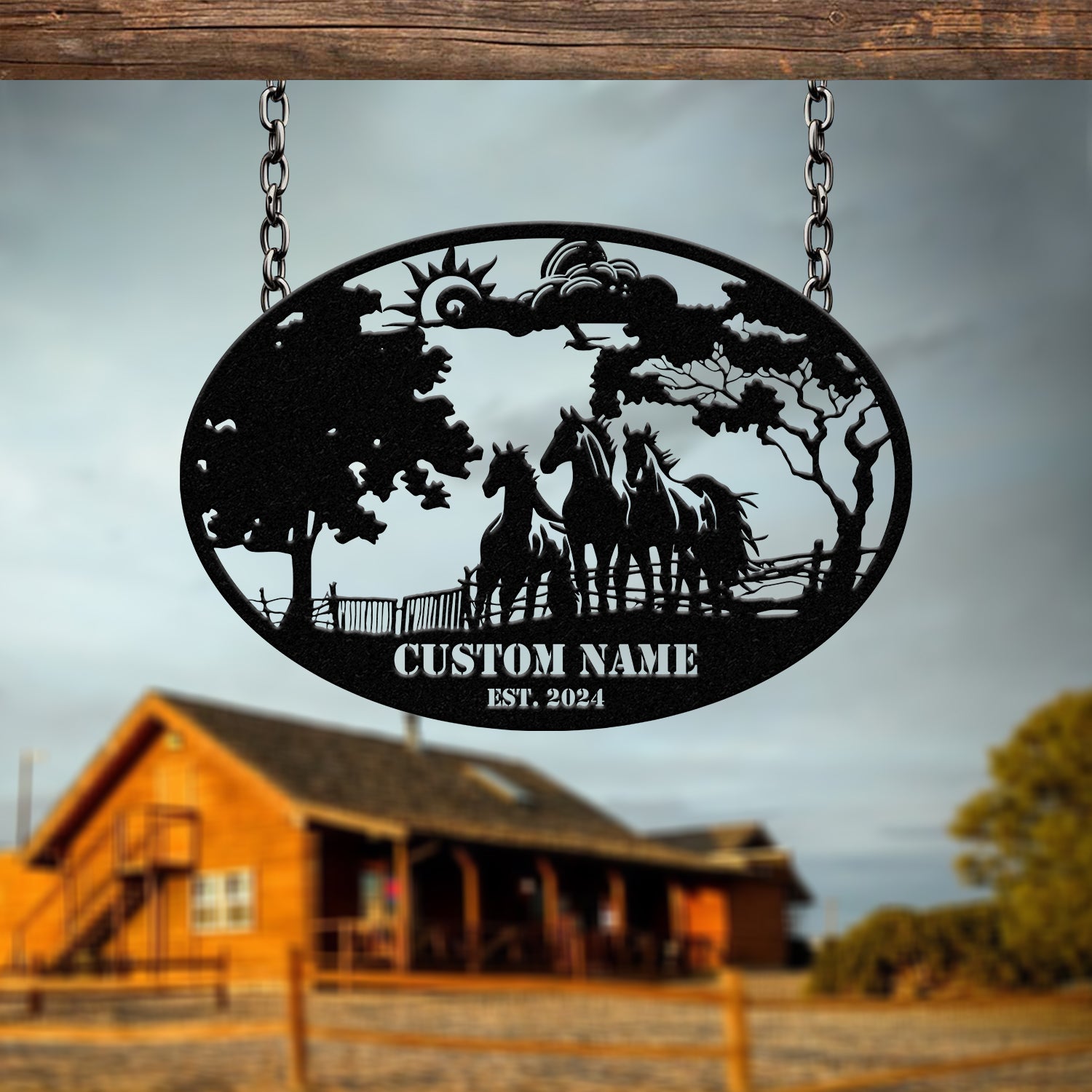 Custom Horse Ranch Sign, Personalized Metal Farm Sign, Ranch and Farm Decor, Farming Signs, Horse Sign Gift for Her, Rustic Home Decor