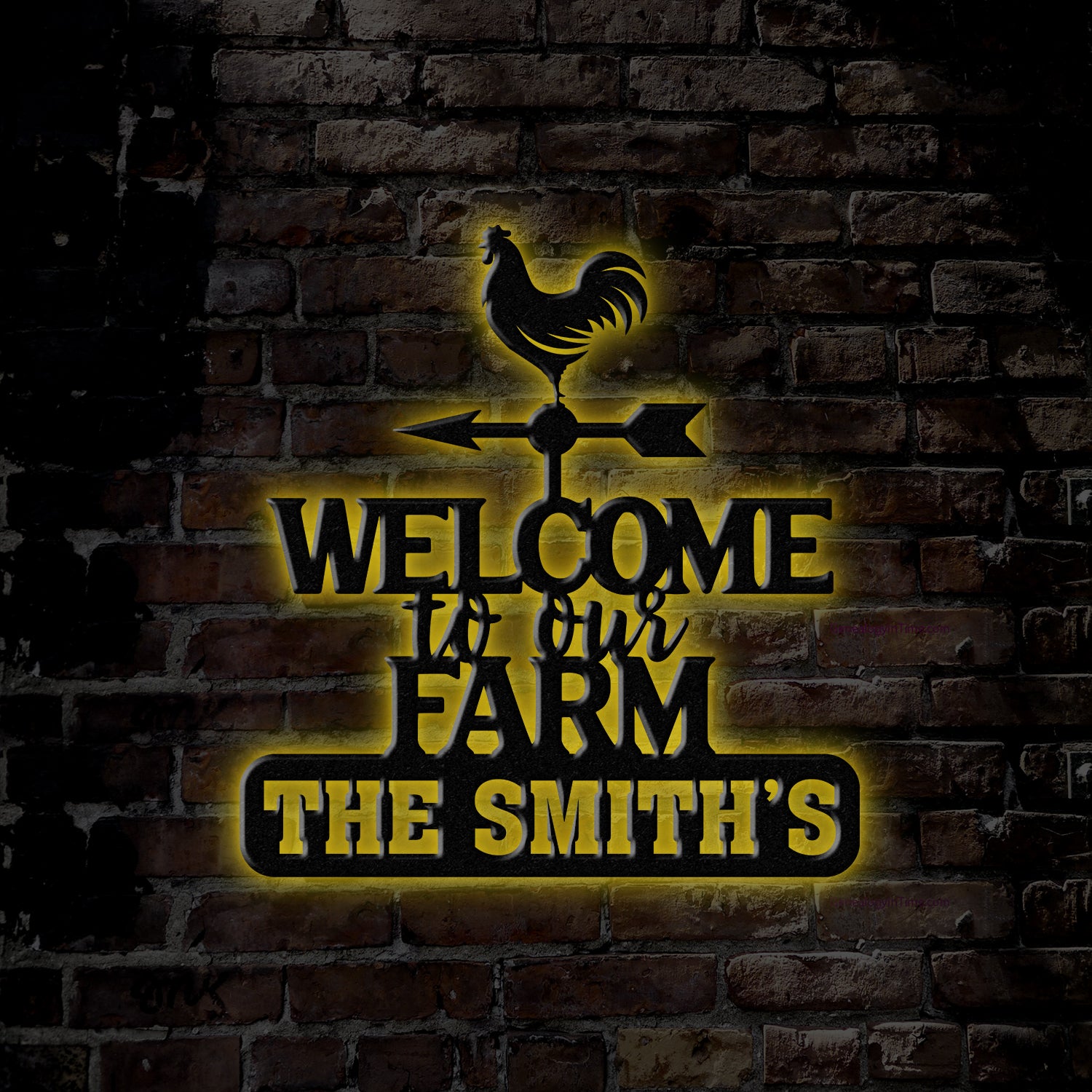 Personalized Metal Welcome Farm Sign with Rooster, Rustic Outdoor Yard Decor, Custom Name Farmhouse Wall Art, Farm Entrance Gate Sign