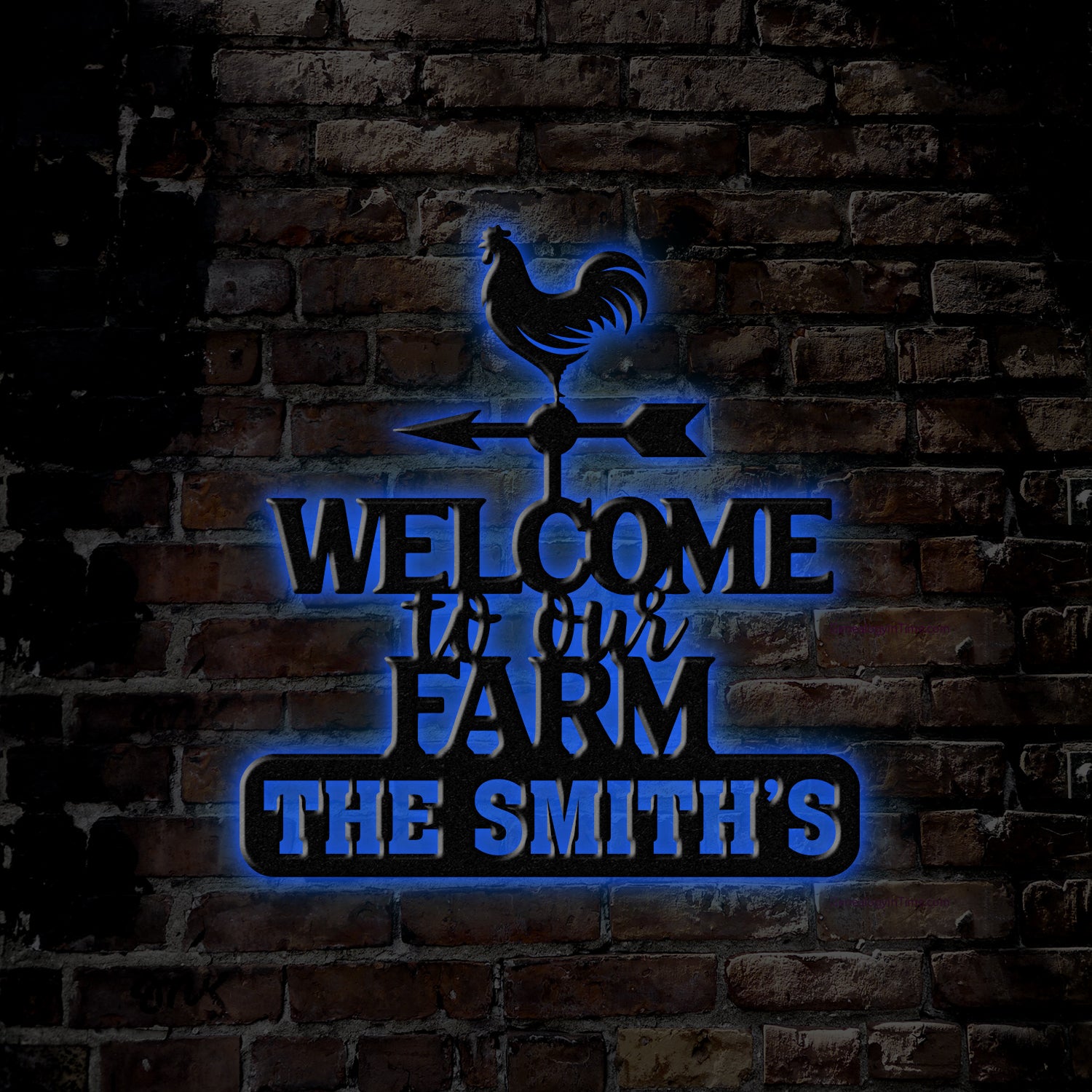 Personalized Metal Welcome Farm Sign with Rooster, Rustic Outdoor Yard Decor, Custom Name Farmhouse Wall Art, Farm Entrance Gate Sign