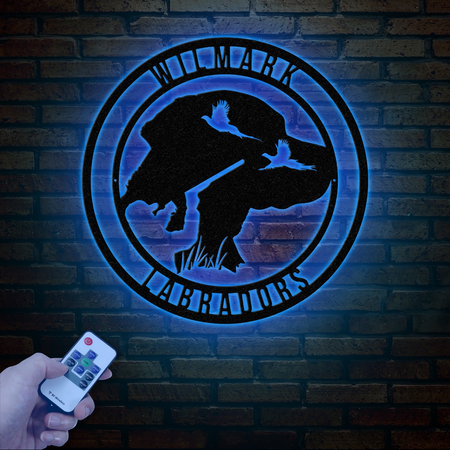 Custom Black Lab Dog Hunting Metal Wall Art LED Light, Personalized Labrador Hunter Name Sign, Home Decor, Duck Cabin Decoration Xmas