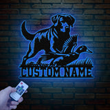Personalized Labrador Retriever Hunting Sign with Led Light, Custom Dog Metal Sign, Duck Hunting Decor, Rustic Hunting Gift, Christmas Gifts
