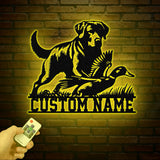 Personalized Labrador Retriever Hunting Sign with Led Light, Custom Dog Metal Sign, Duck Hunting Decor, Rustic Hunting Gift, Christmas Gifts
