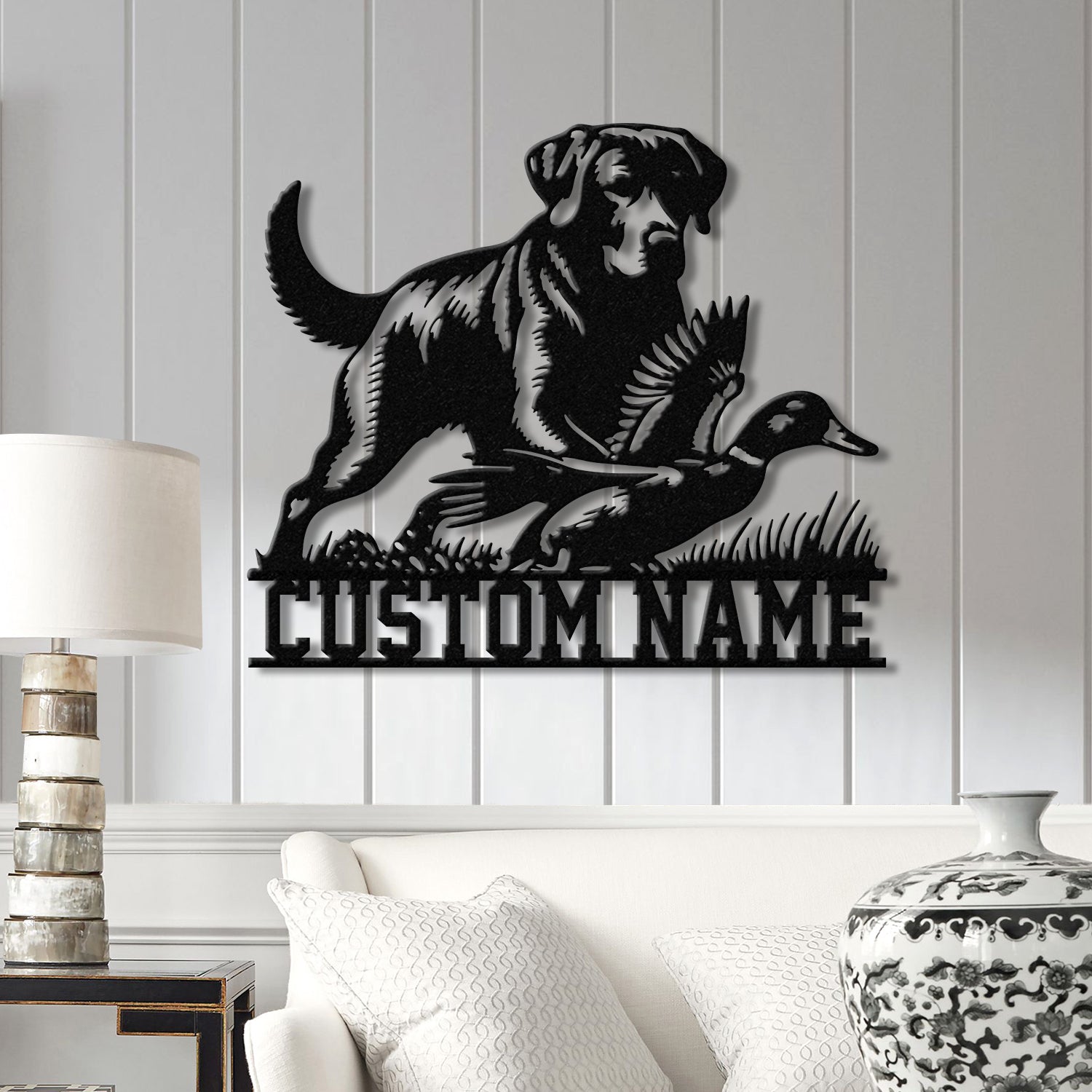 Personalized Labrador Retriever Hunting Sign with Led Light, Custom Dog Metal Sign, Duck Hunting Decor, Rustic Hunting Gift, Christmas Gifts