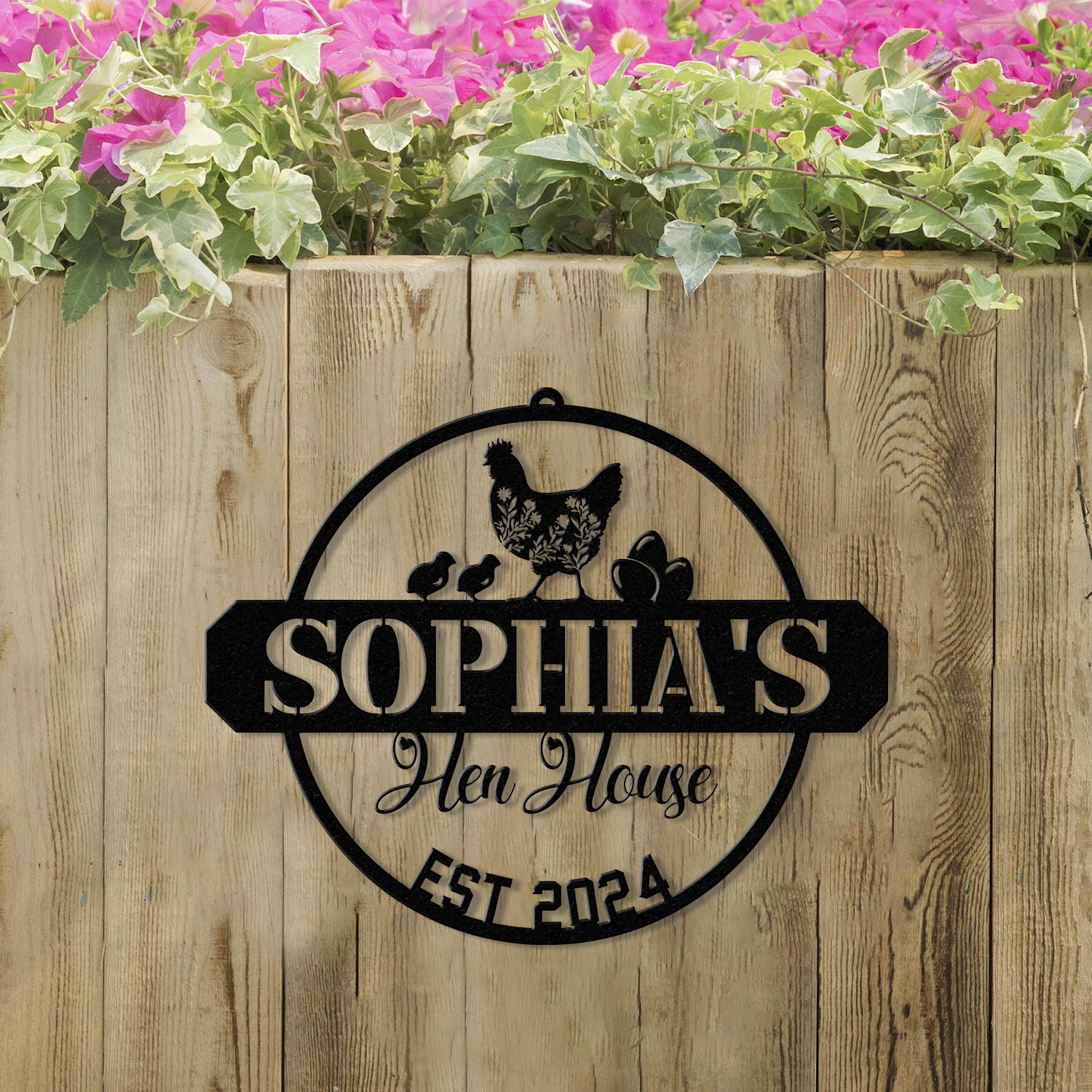 Custom Hen House Sign, Personalized Chicken Coop Decor, Rustic Farmhouse Metal Wall Art, Hen House Established Sign, Chicken Farm Wall Art