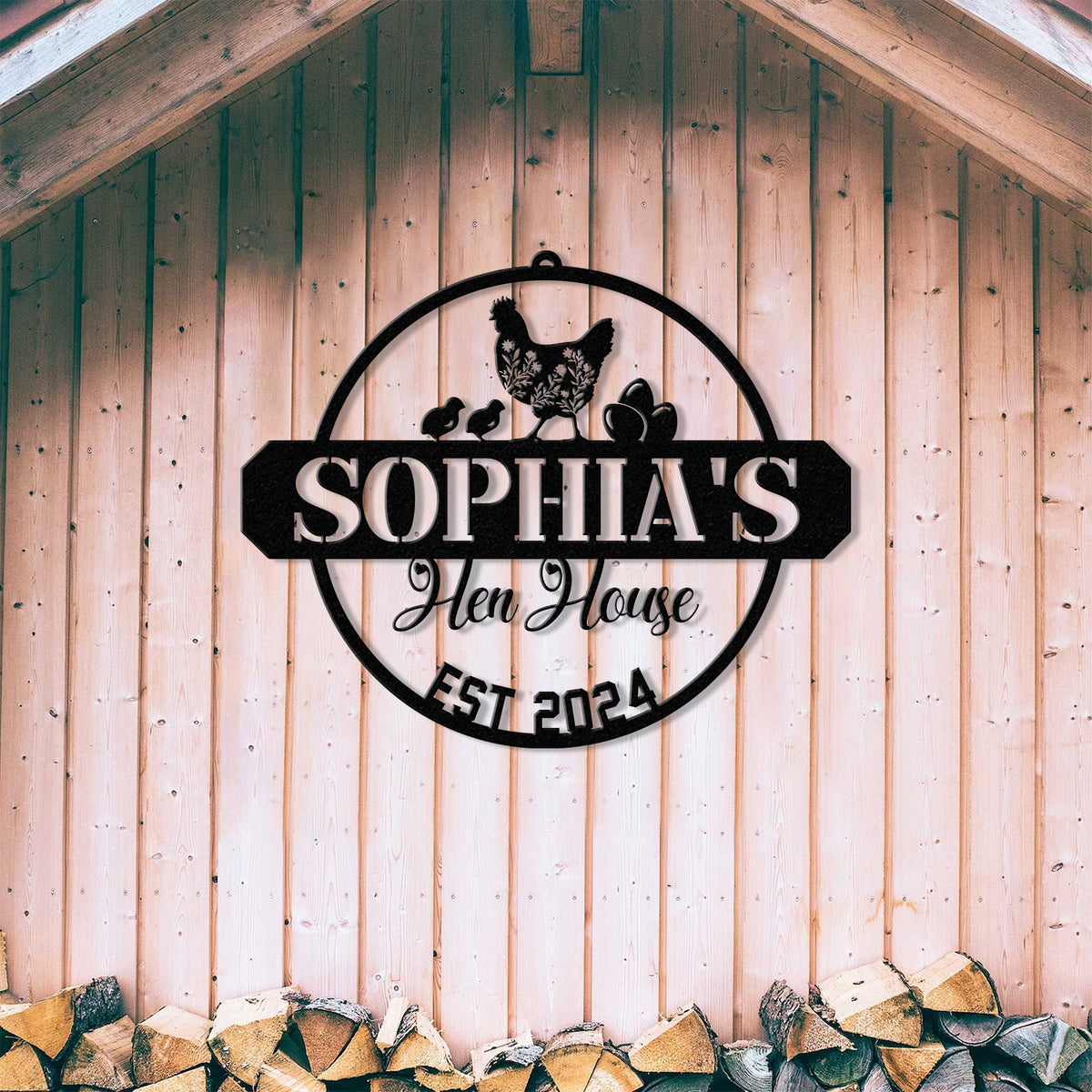 Custom Hen House Sign, Personalized Chicken Coop Decor, Rustic Farmhouse Metal Wall Art, Hen House Established Sign, Chicken Farm Wall Art