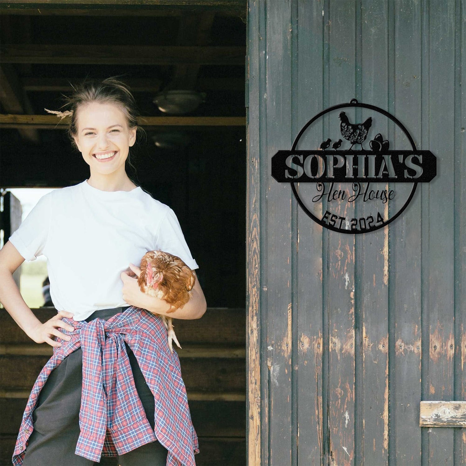 Custom Hen House Sign, Personalized Chicken Coop Decor, Rustic Farmhouse Metal Wall Art, Hen House Established Sign, Chicken Farm Wall Art