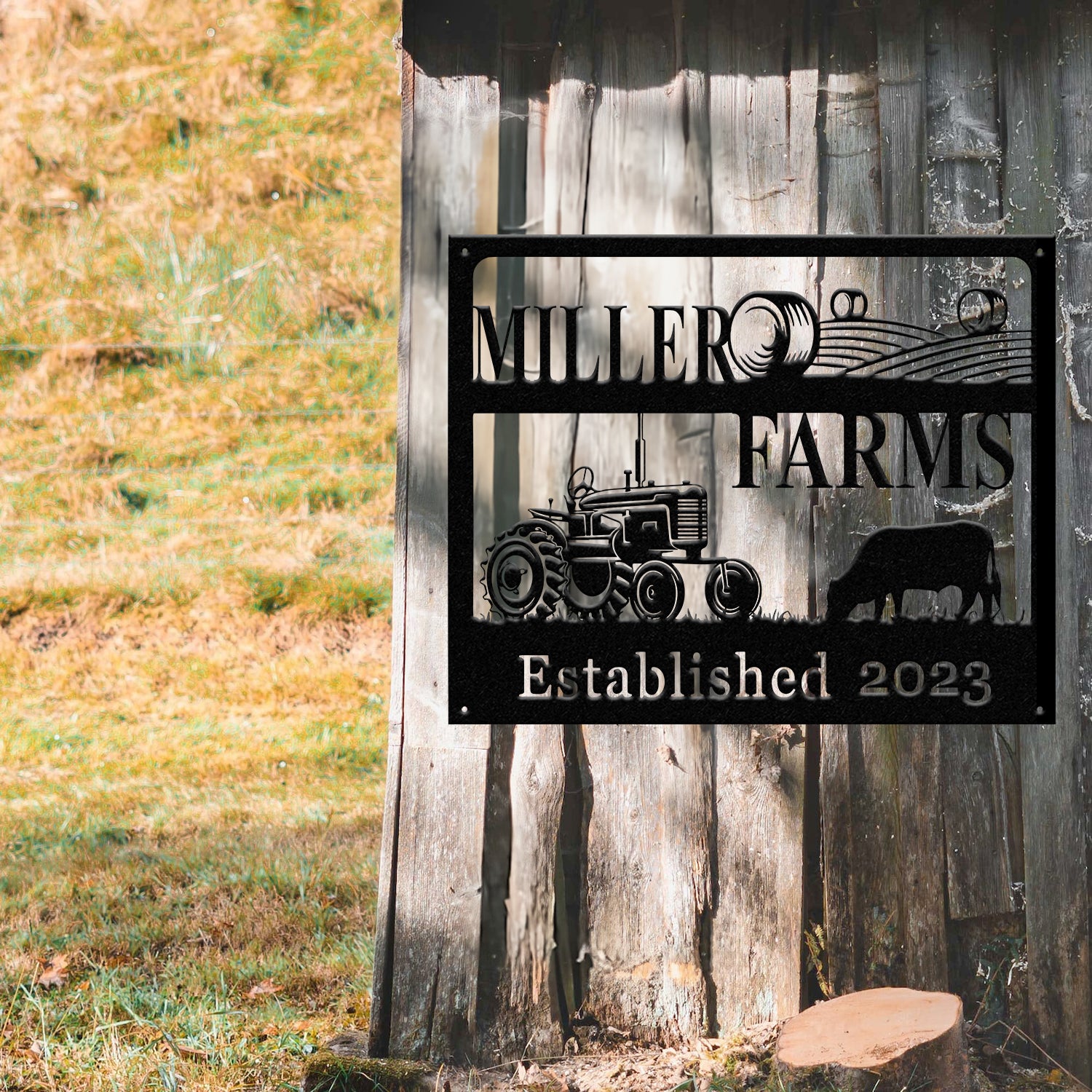 Personalized Farm Sign, Custom Metal Farm Decor, Tractor Metal Sign, Rustic Farmhouse Outdoor Sign, Custom Name Metal Sign for Yard or Barn