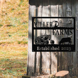 Personalized Farm Sign, Custom Metal Farm Decor, Tractor Metal Sign, Rustic Farmhouse Outdoor Sign, Custom Name Metal Sign for Yard or Barn