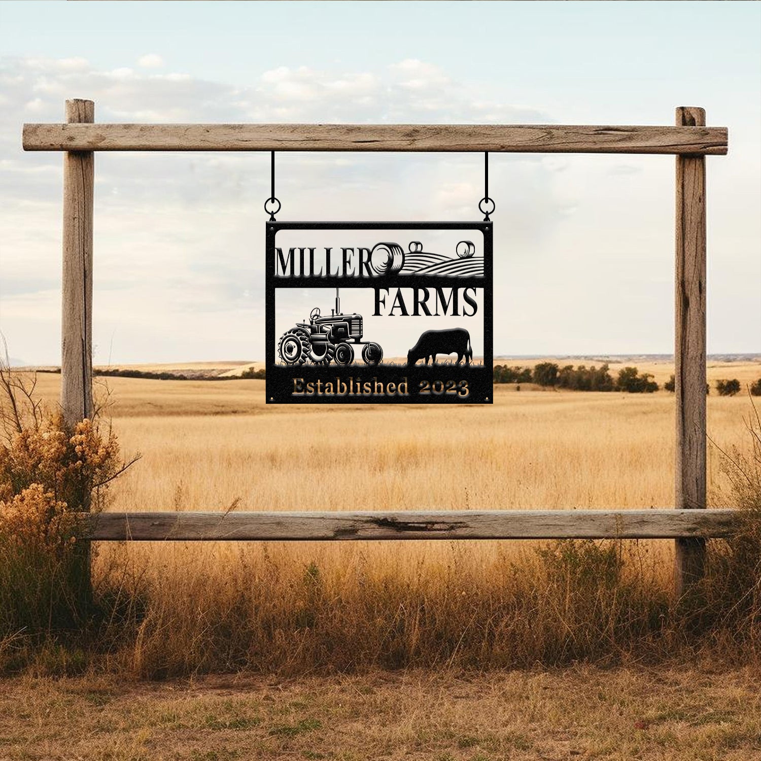 Personalized Farm Sign, Custom Metal Farm Decor, Tractor Metal Sign, Rustic Farmhouse Outdoor Sign, Custom Name Metal Sign for Yard or Barn