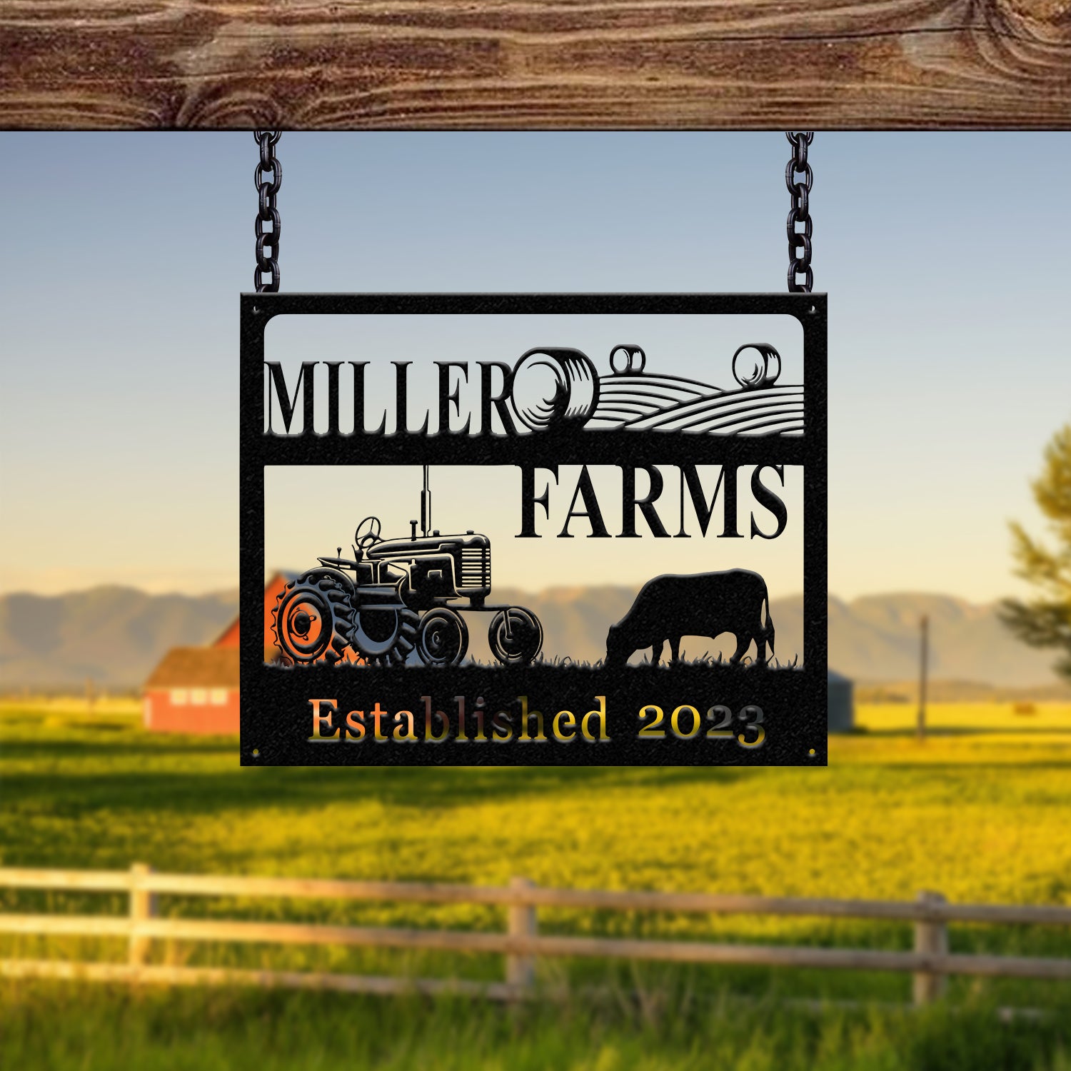 Personalized Farm Sign, Custom Metal Farm Decor, Tractor Metal Sign, Rustic Farmhouse Outdoor Sign, Custom Name Metal Sign for Yard or Barn