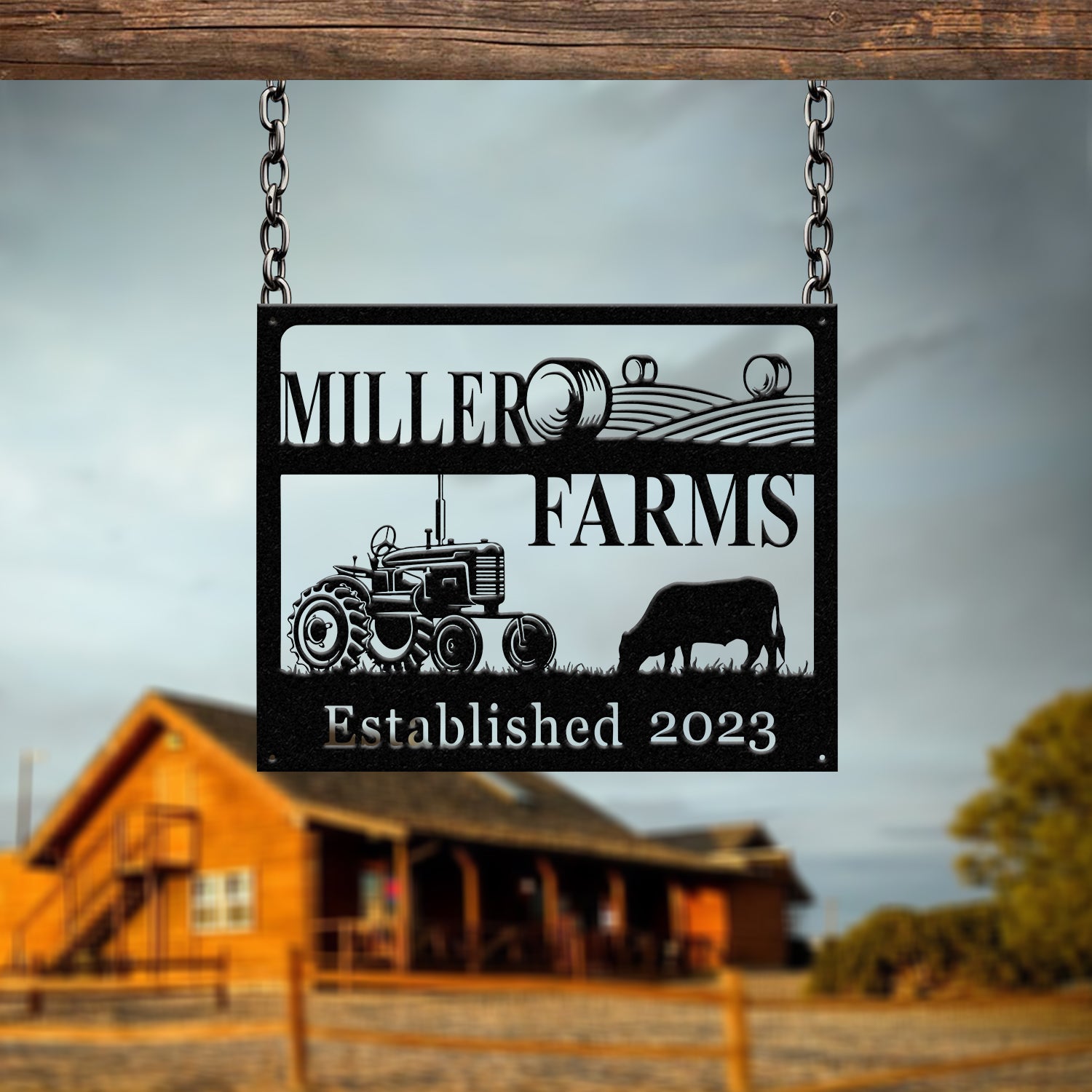 Personalized Farm Sign, Custom Metal Farm Decor, Tractor Metal Sign, Rustic Farmhouse Outdoor Sign, Custom Name Metal Sign for Yard or Barn